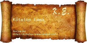 Köteles Emma névjegykártya
